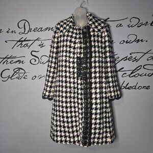 Vintage Couture Victor Costa Black & White Houndstooth Lace Dress & Coat Set 4